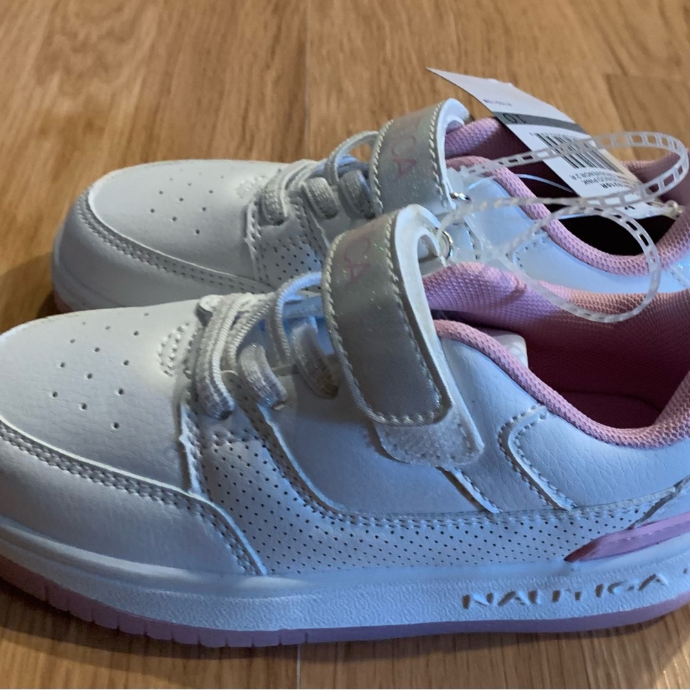 Nautica Kids White and Pink Sneakers